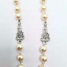Load image into Gallery viewer, Pearl Rosary with Apparitions of Our Lady of Fatima Medals and Terra of Fatima