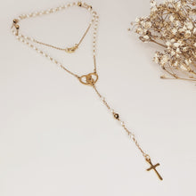 Load image into Gallery viewer, Pearl Golden Our Lady of Fatima Rosary