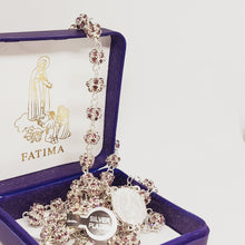 Load image into Gallery viewer, Premium Silver Medal of Fatima Rosary - Pink