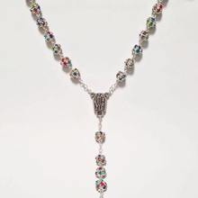 Load image into Gallery viewer, Premium Silver with Colored Crystals Rosary of Fatima