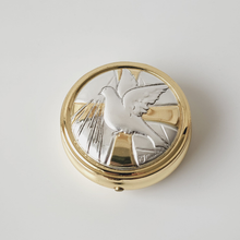 Load image into Gallery viewer, Silver Plated Pill / Rosary / Wafer Box - Peace Dove