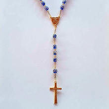 Load image into Gallery viewer, Centennial Blue &amp; Gold Murano Rosary
