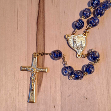 Load image into Gallery viewer, Centennial Blue &amp; Gold Murano Rosary
