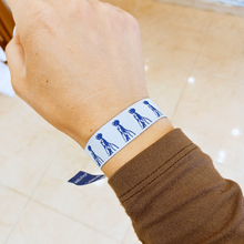 Load image into Gallery viewer, Face of Our Lady of Fatima Cloth Bracelet (White &amp; Blue)
