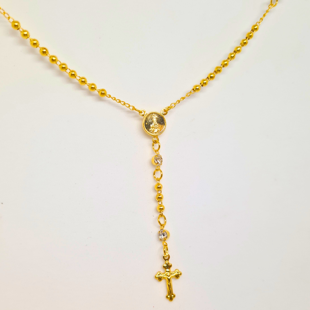 Gold Veneer Rosary Necklace
