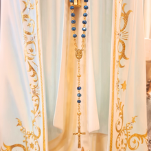 Cargar imagen en el visor de la galería, Golden Blue Crystal Rosary with Fatima Apparitions
