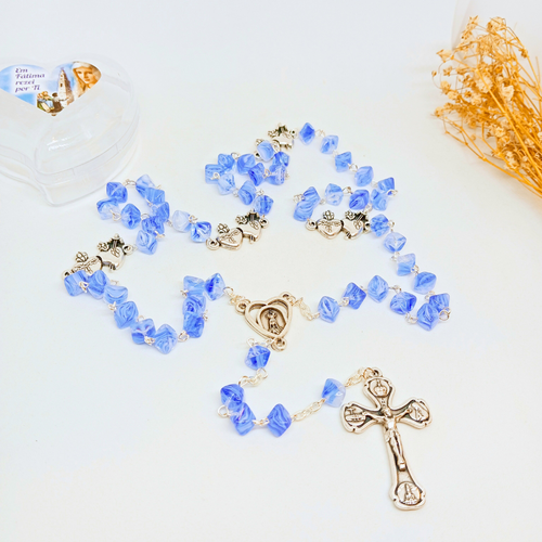 Heart of Jesus and Mary Rosary [Blue]