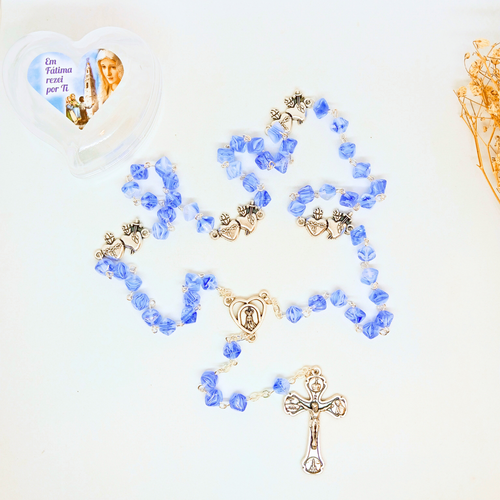 Heart of Jesus and Mary Rosary [Blue]