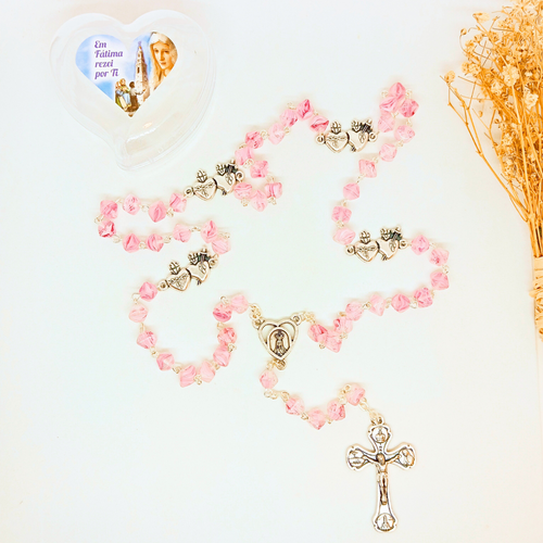 Heart of Jesus and Mary Rosary [Pink]