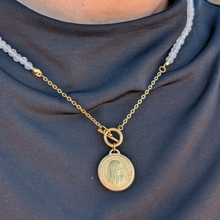 Load image into Gallery viewer, Natural Stone Chain Necklace with Fatima Medal
