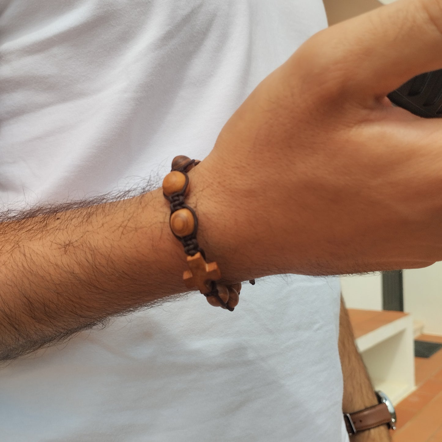 Pulsera Madera de Olivo - Docena de Cruz