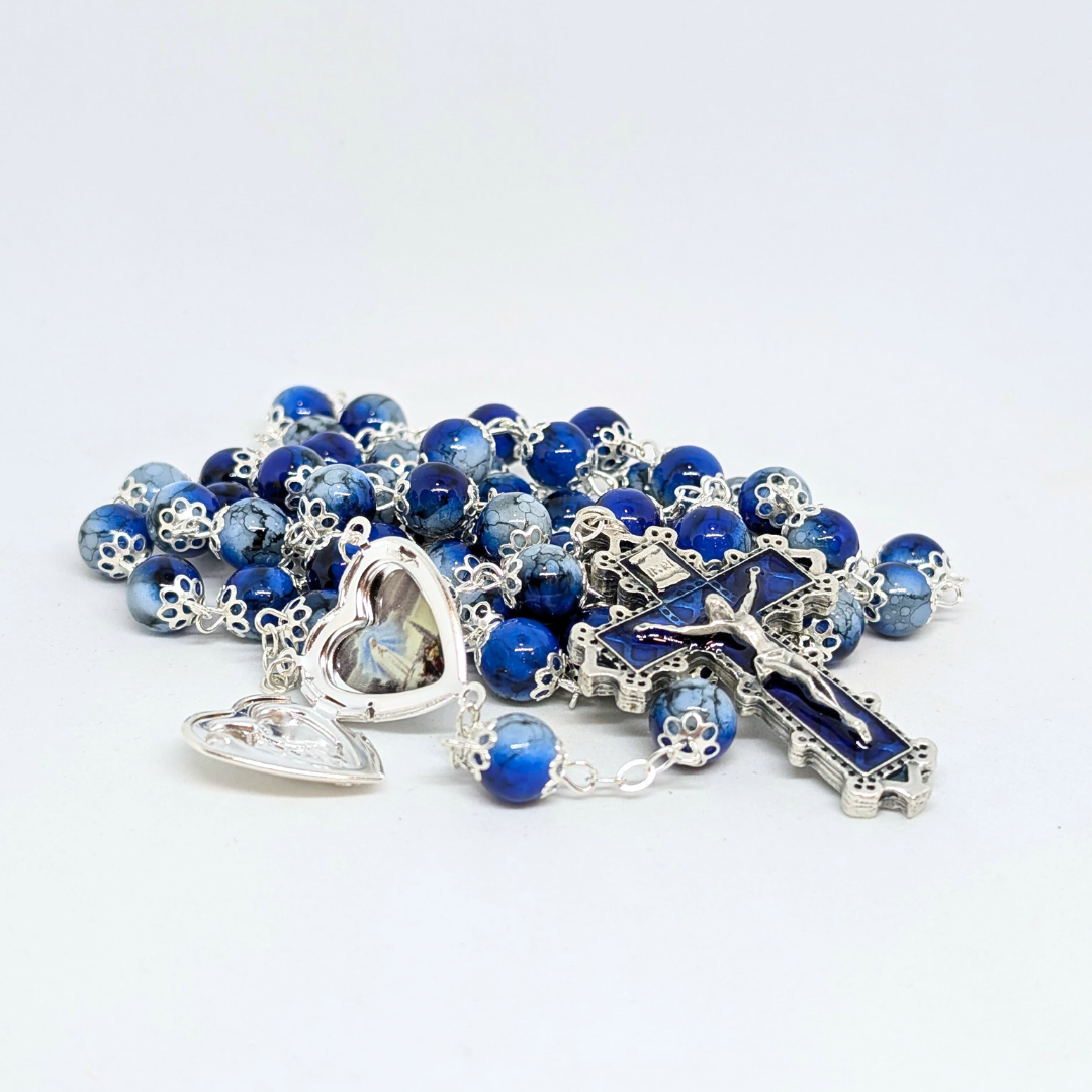 Our Lady Heart Blue Rosary
