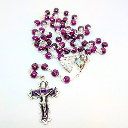 Our Lady Heart Purple Rosary