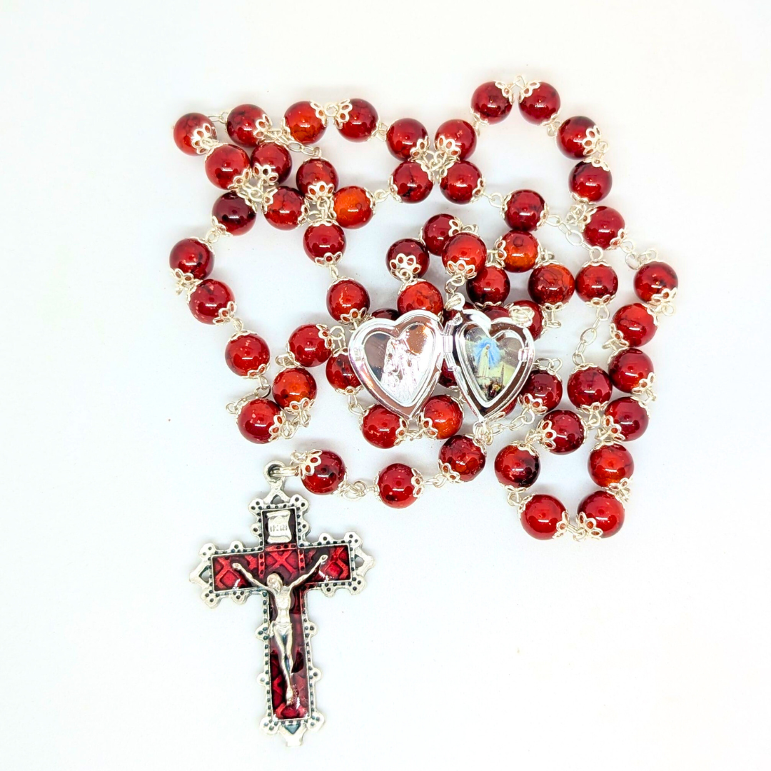 Our Lady Heart Red Rosary
