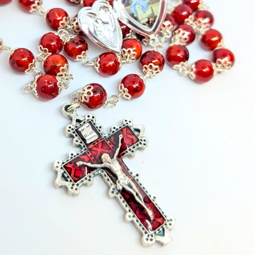 Our Lady Heart Red Rosary