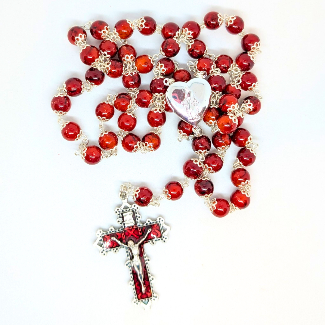 Our Lady Heart Red Rosary
