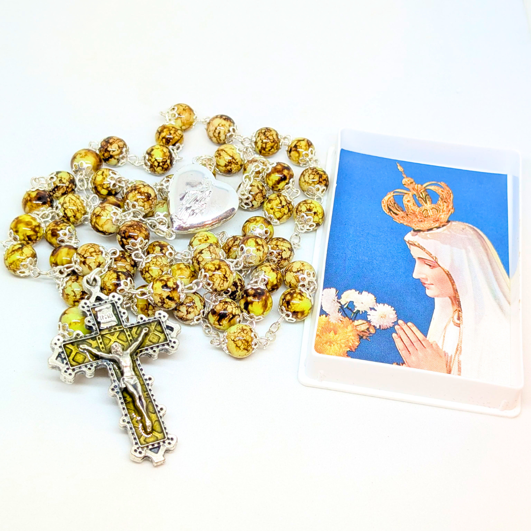 Our Lady Heart Yellow Rosary