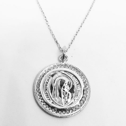 Our Lady of Fatima Filigree Necklace [925 Silver]