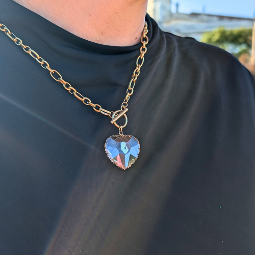 Our Lady of Fatima Heart Medalion Necklace [Stainless Steel]