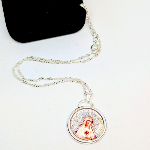 Our Lady of Fatima Necklace - Zirconia