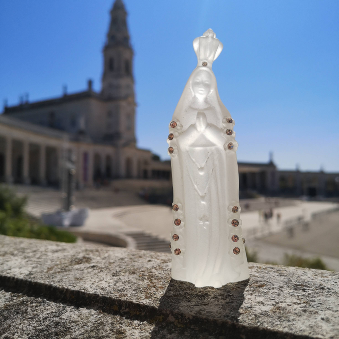 Our Lady of Fatima [Glass] with Crystal Stones [ 3.94'' | 10cm]