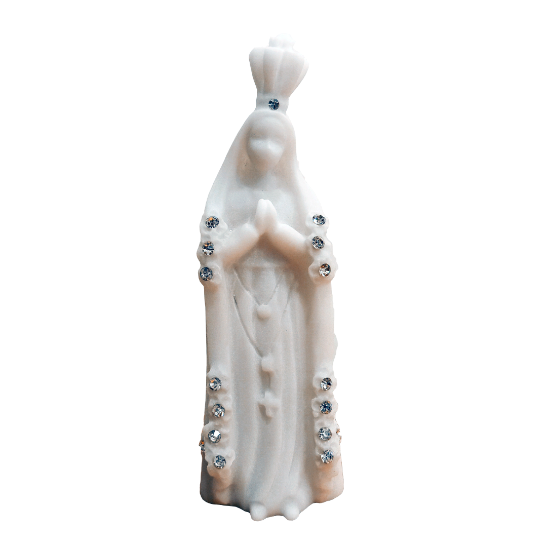 Our Lady of Fatima [Glass] with Crystal Stones [ 3.94'' | 10cm]