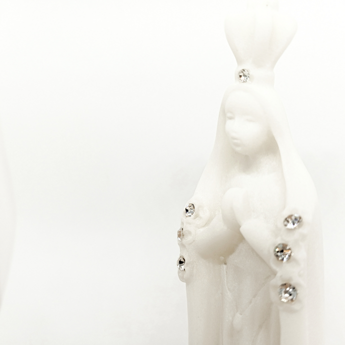 Our Lady of Fatima [Glass] with Crystal Stones [ 3.94'' | 10cm]