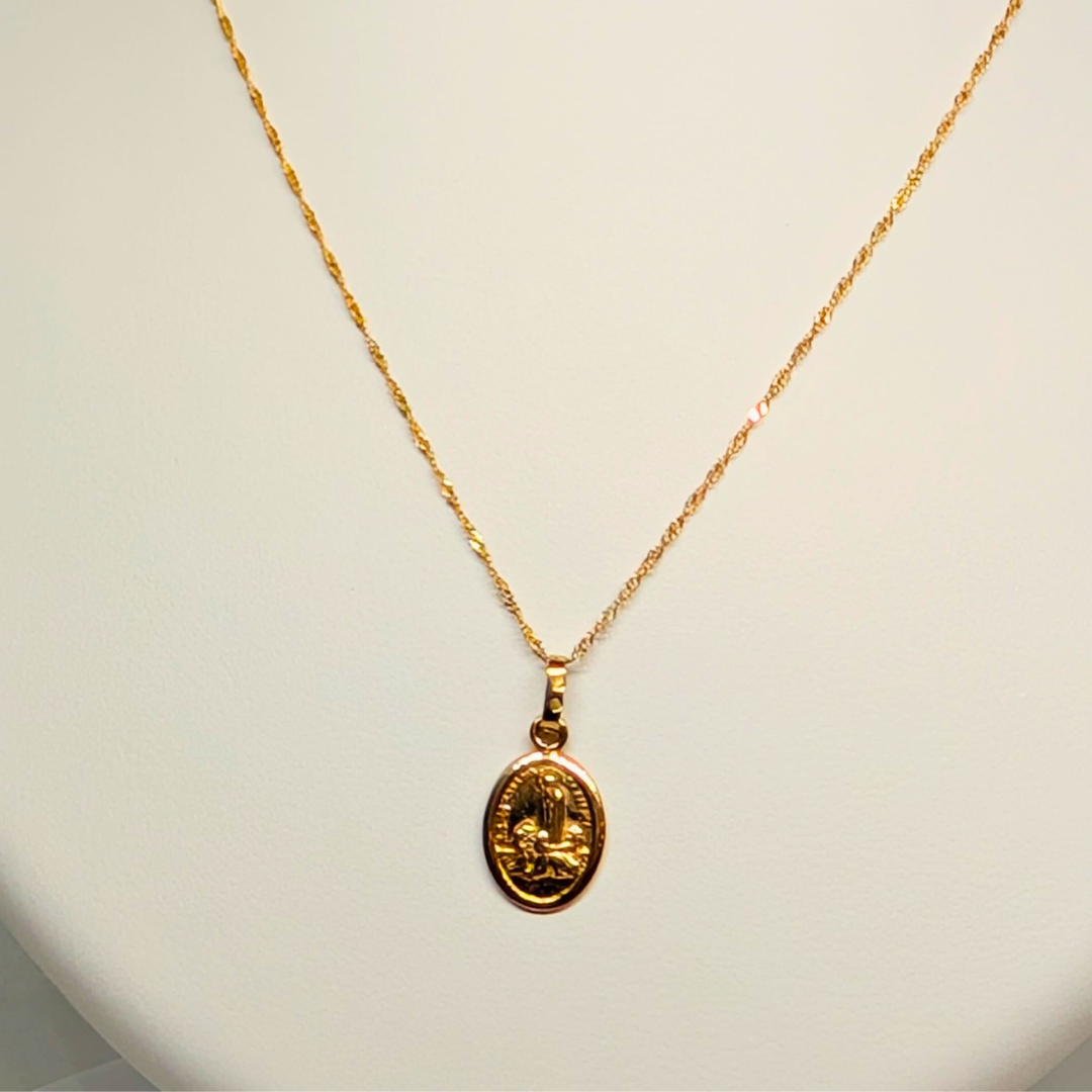 Our Lady of Fatima medal Necklace [19.2Kt Gold]