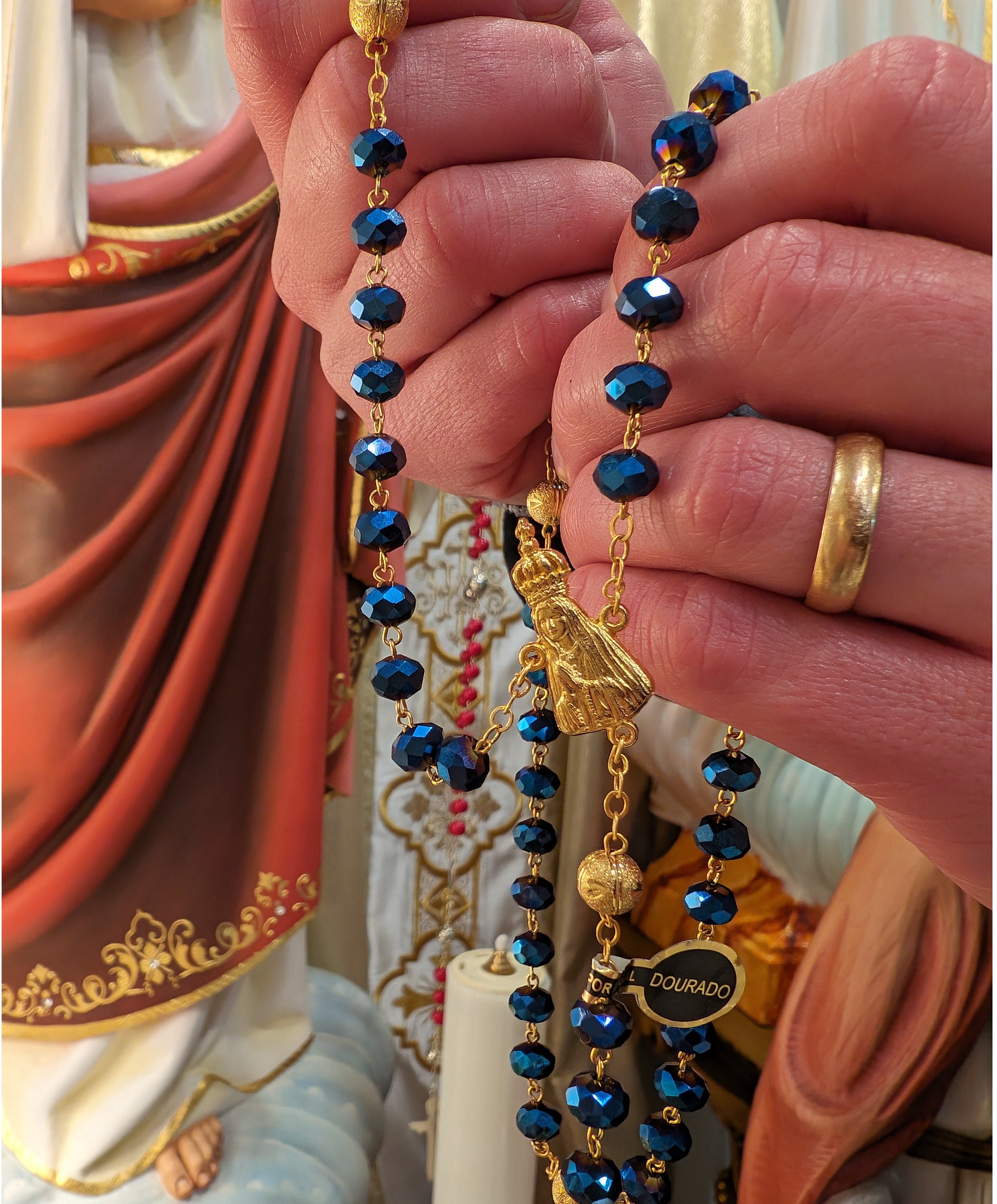 Blue Crystal and Gold Rosary