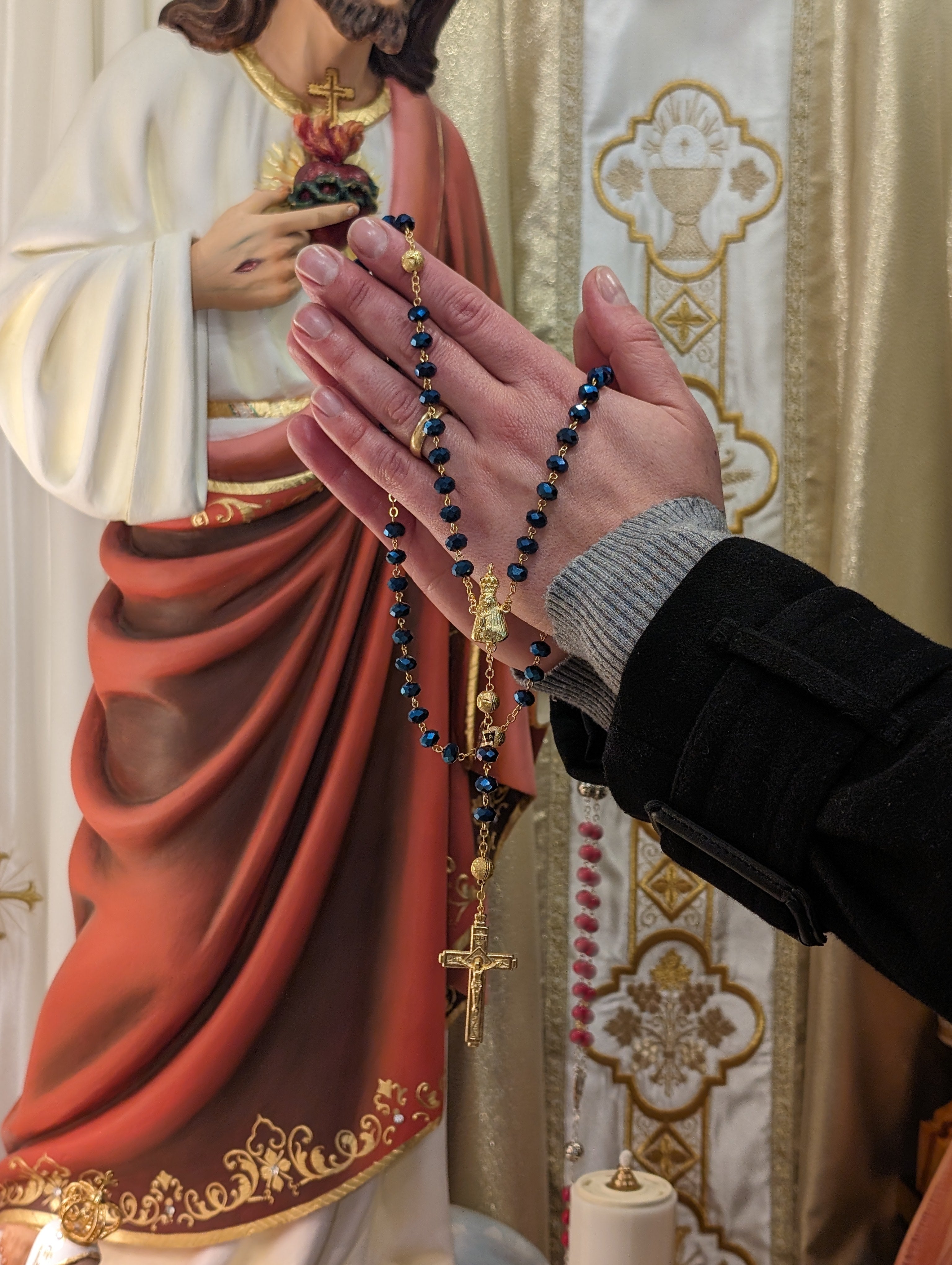 Blue Crystal and Gold Rosary