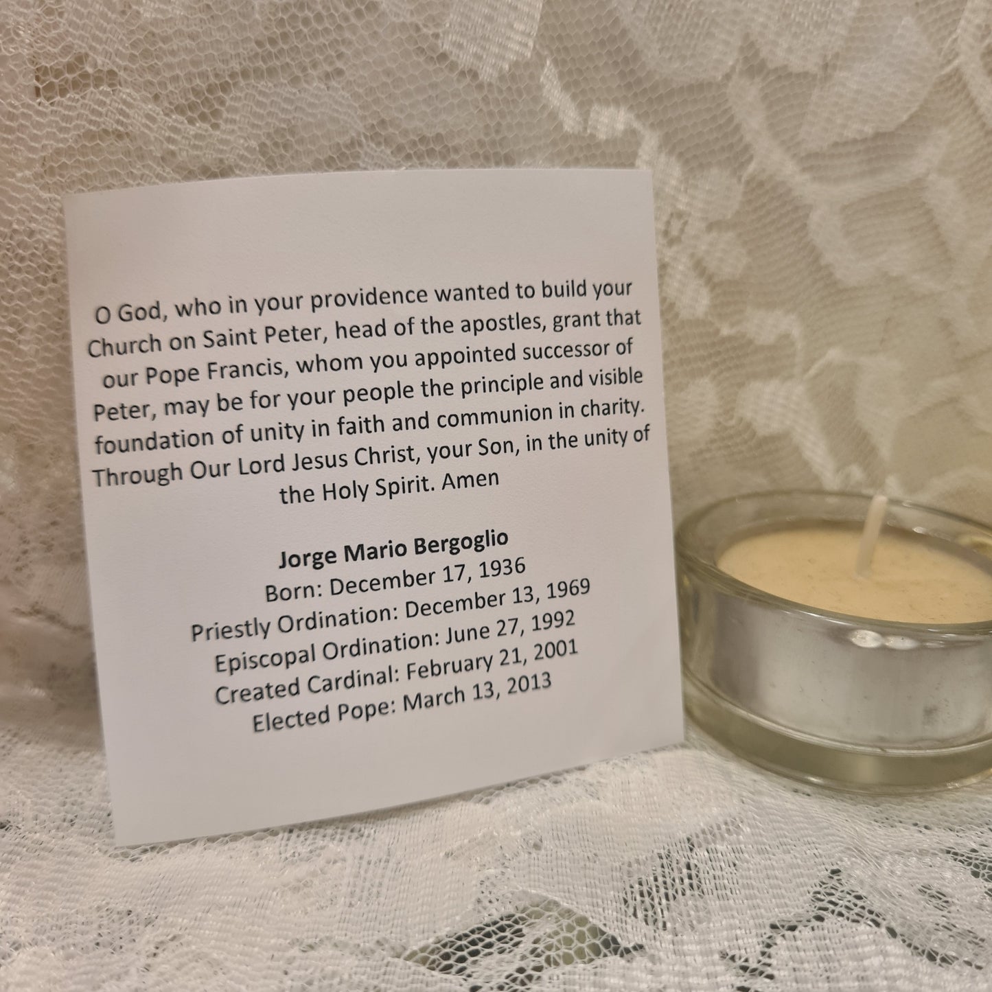 Tarjeta de Oración - Papa Francisco