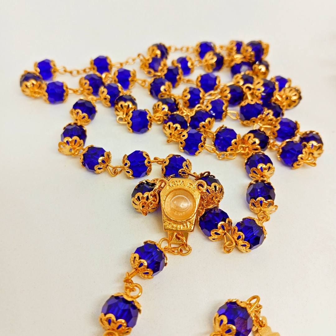 Premium Blue and Golden Rosary of Fatima