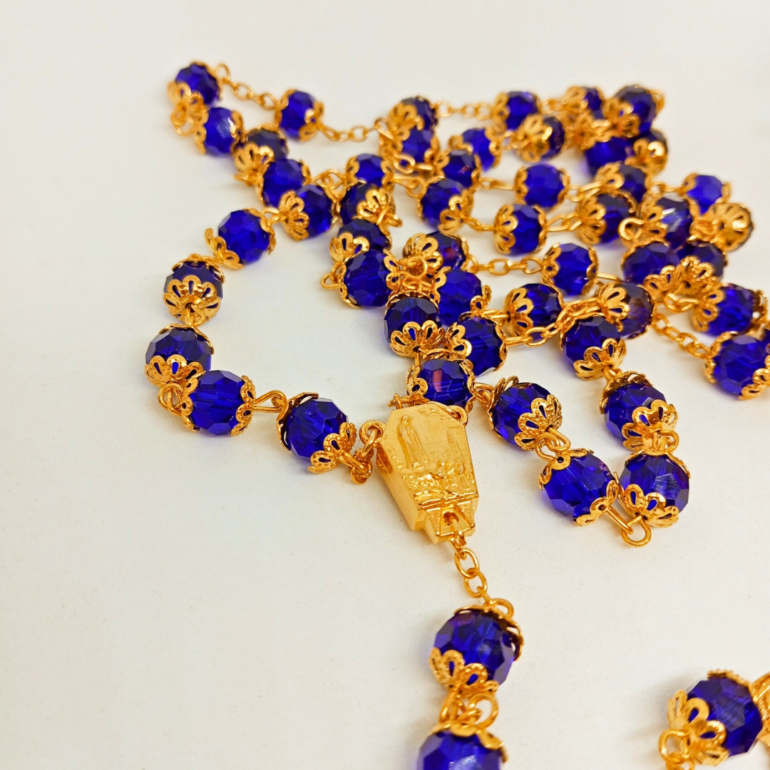 Premium Blue and Golden Rosary of Fatima