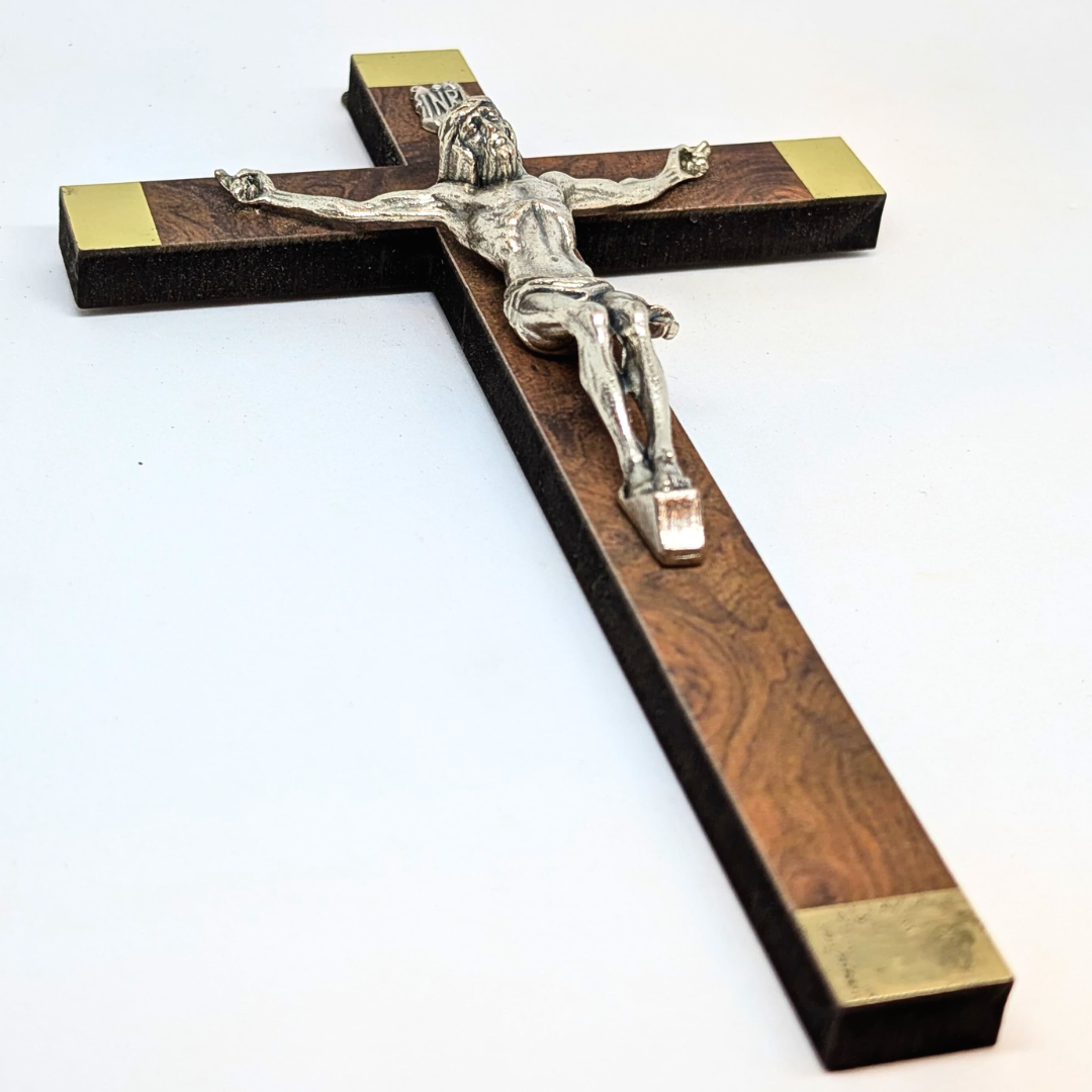 Replica of Sister Lucia's Crucifix – Wooden Cross with Silver Corpus
