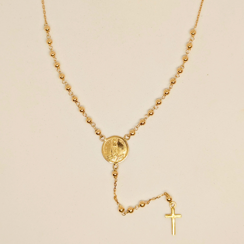 Rosary Necklace - Apparitions of Our Lady of Fatima - 19.2Kt Gold