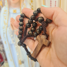 Load image into Gallery viewer, Traditional Black Wood Bead Rosary on Cord
