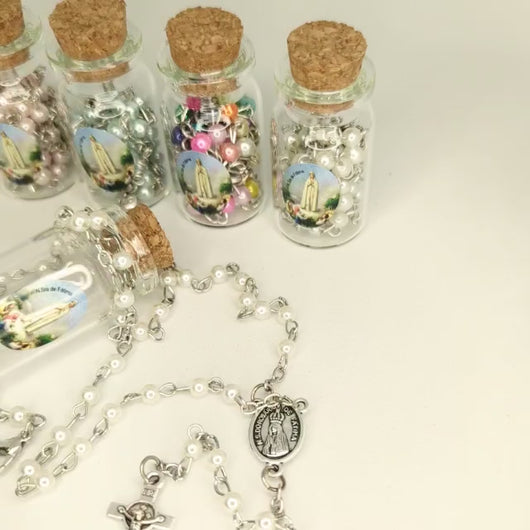 Pearl Our Lady of Fatima Bottle Rosary