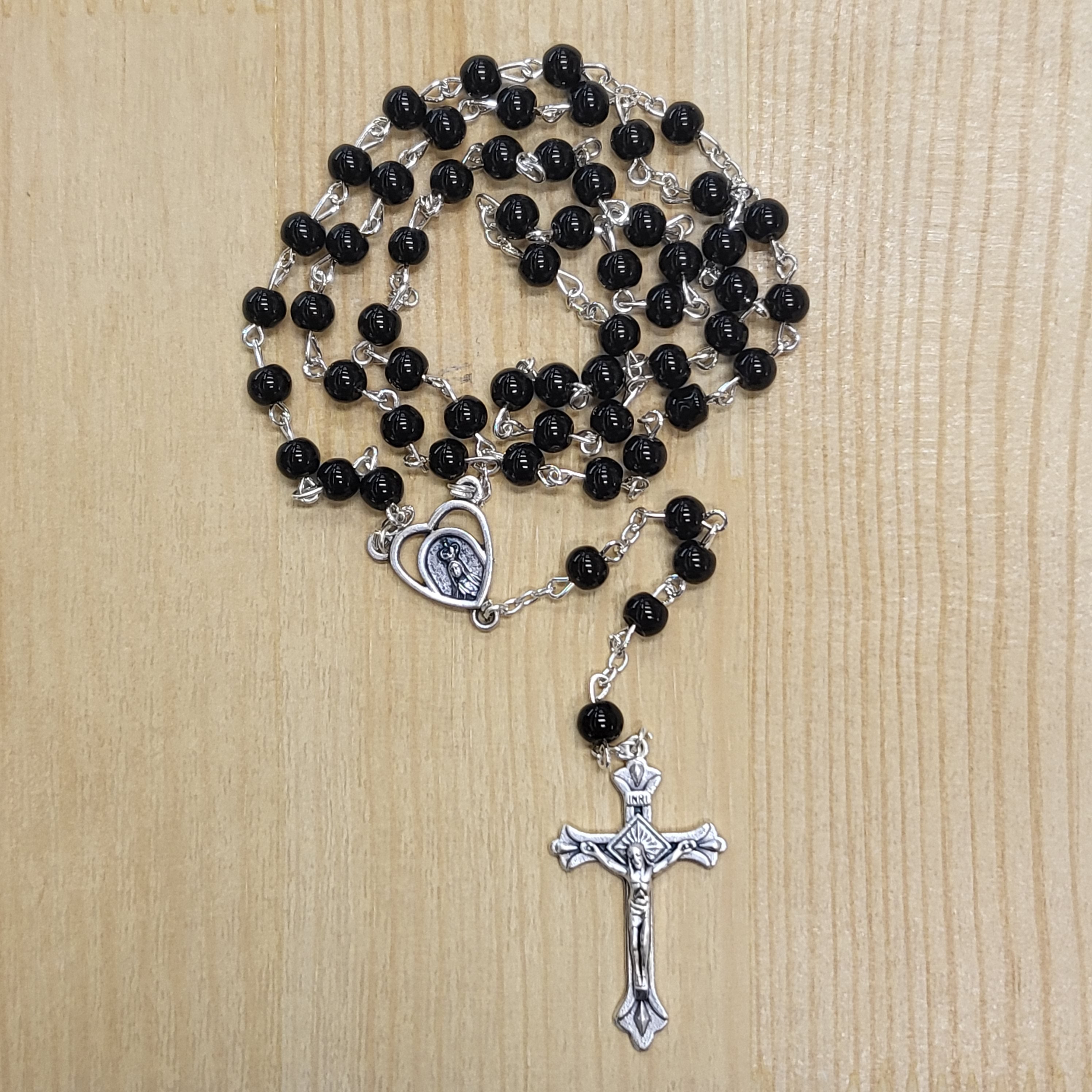 Light Glass Rosary - Black