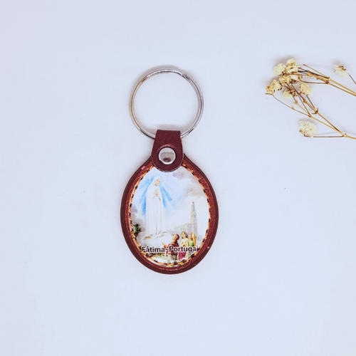 Apparitions of Our Lady of Fatima Leather Keychain