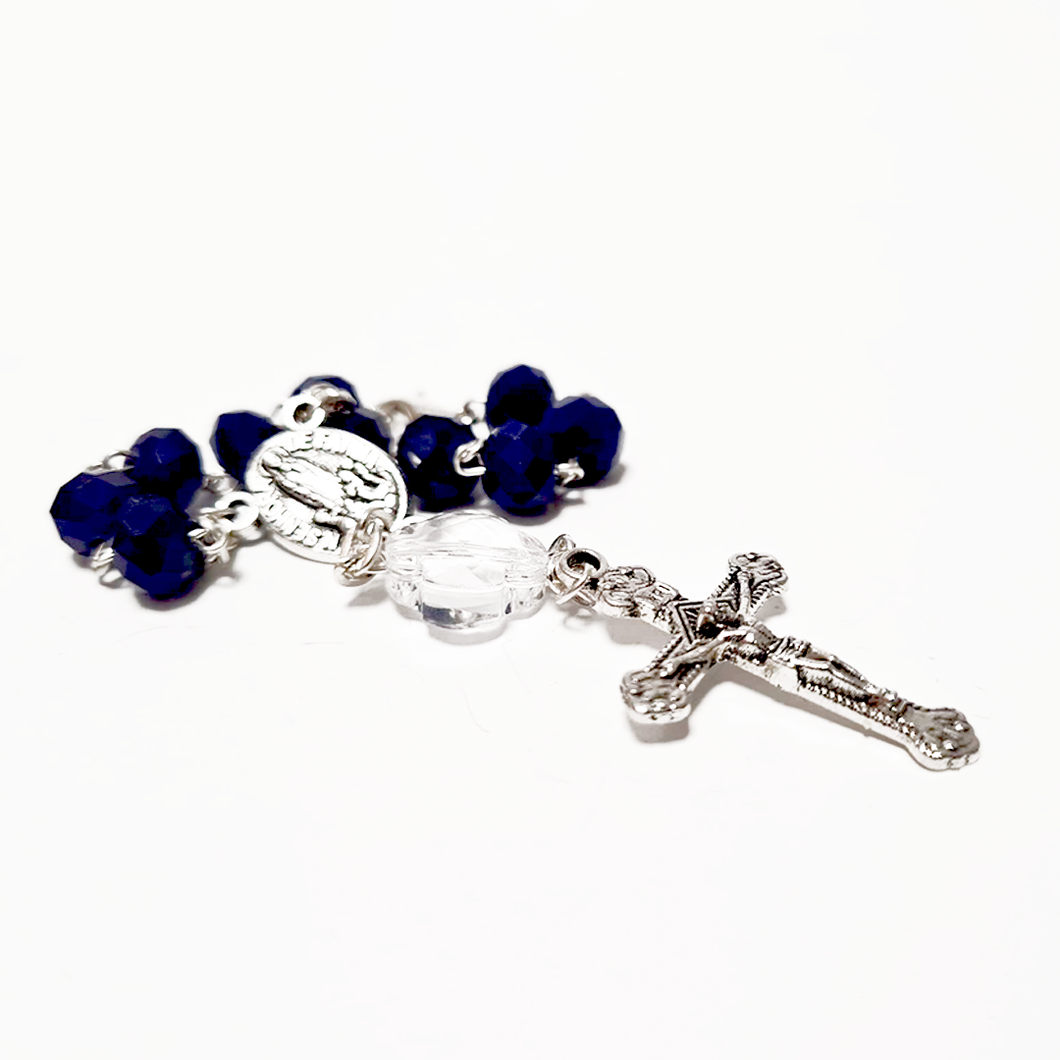Blue Crystal Decade Rosary Bracelet
