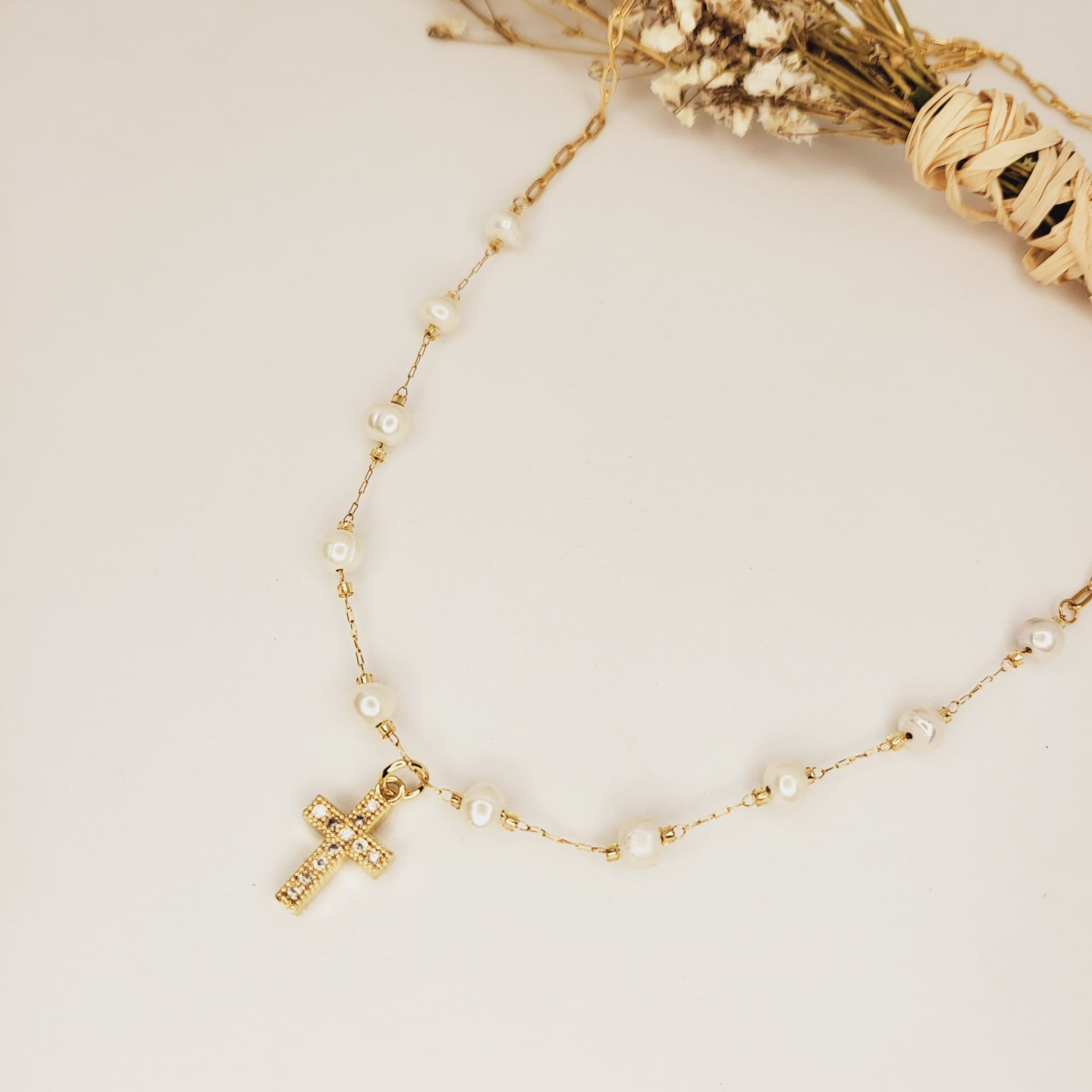 Decade Rosary Necklace with Crystals