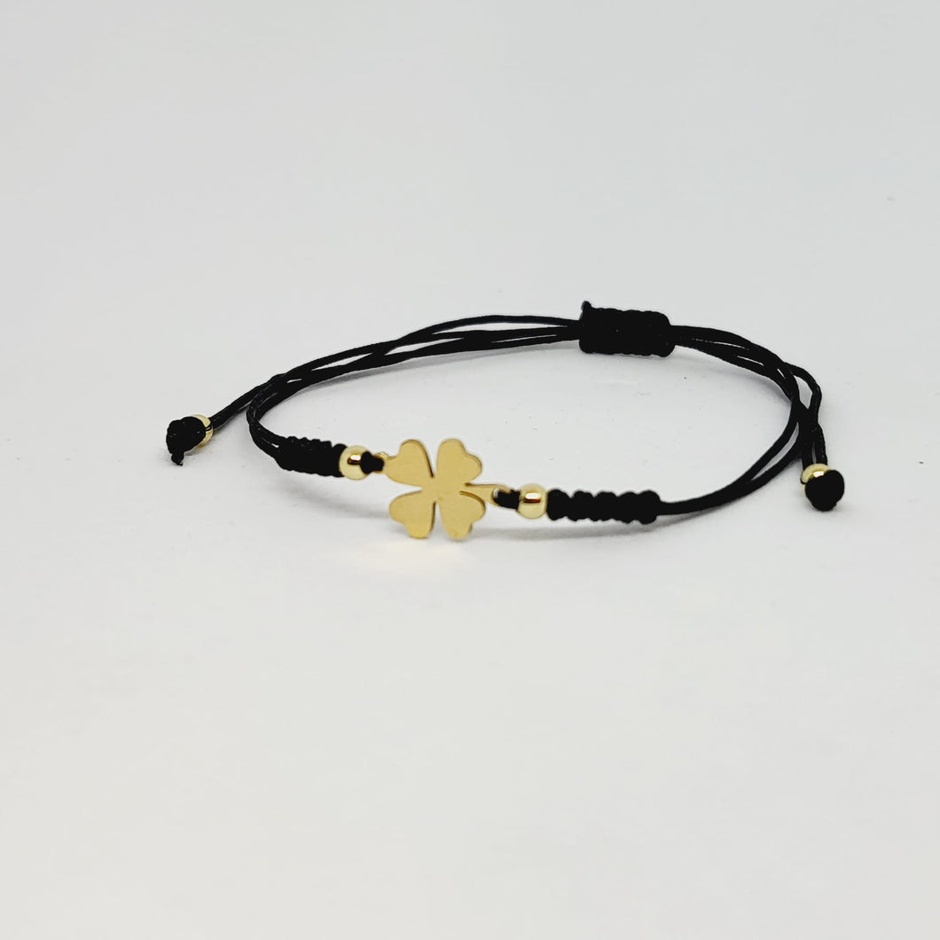 Golden 4 Leaf Clover - Adjustable Bracelet [Stainless Steel]