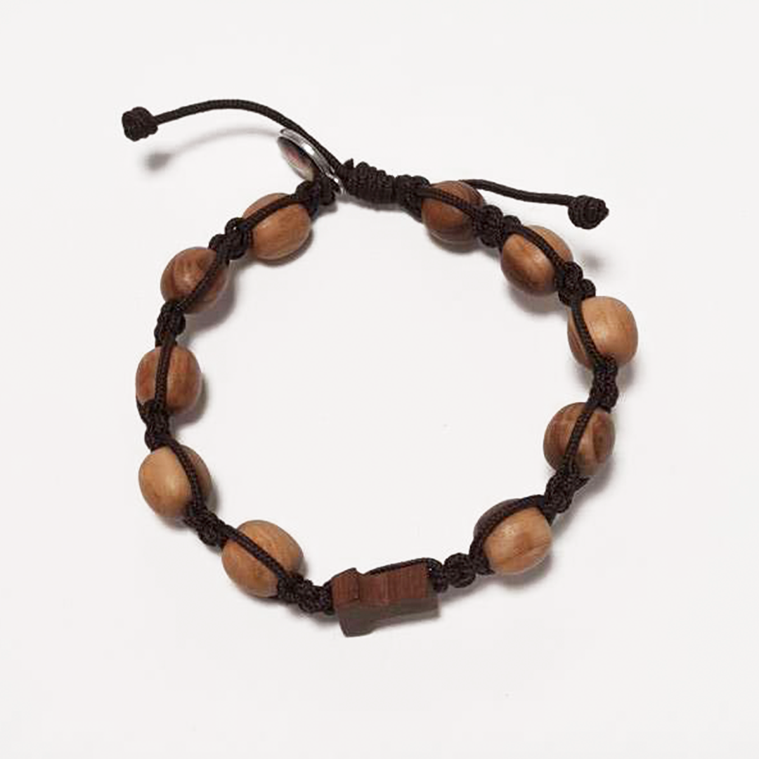 Olive Wood Dozen Cross Bracelet