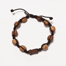 Load image into Gallery viewer, Olive Wood Dozen Cross Bracelet

