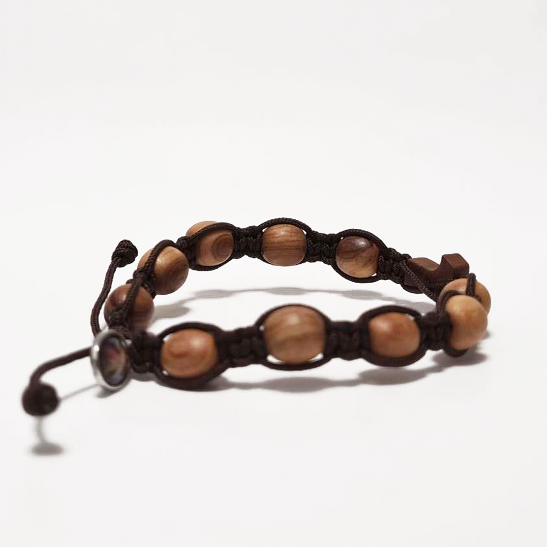 Olive Wood Dozen Cross Bracelet