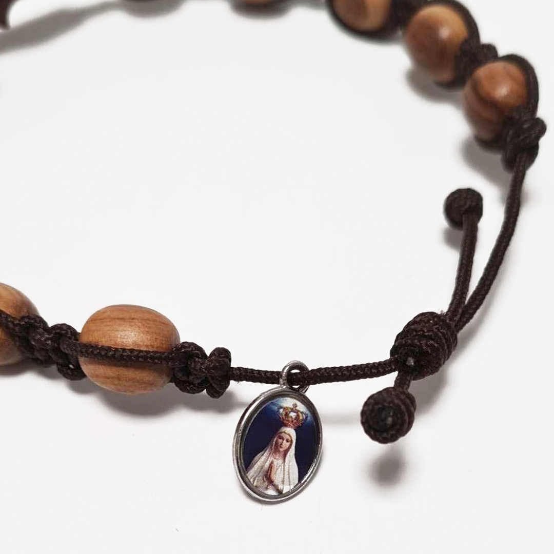 Olive Wood Dozen Cross Bracelet