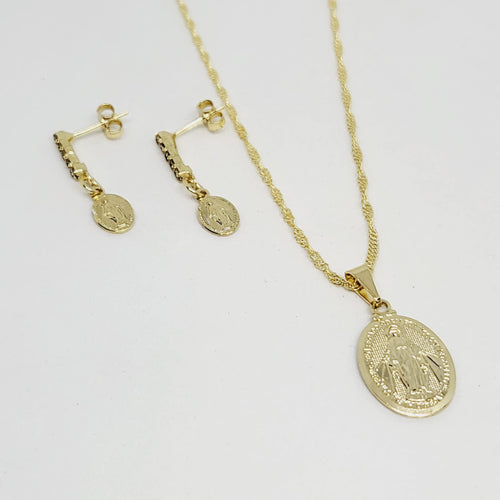 Pendant and Earrings Set - Miraculous Medal [Gold Veneer]