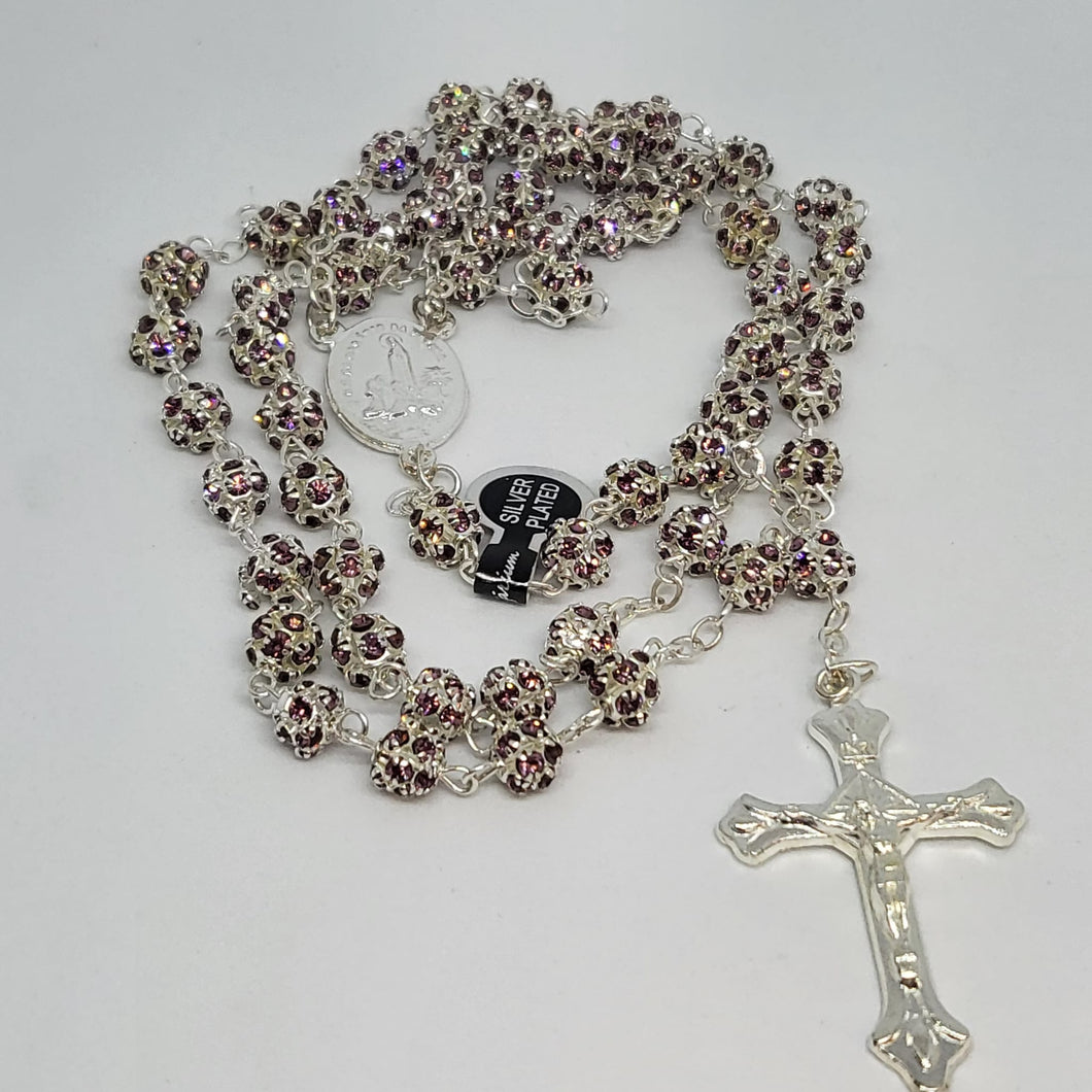 Premium Silver Medal of Fatima Rosary - Pink