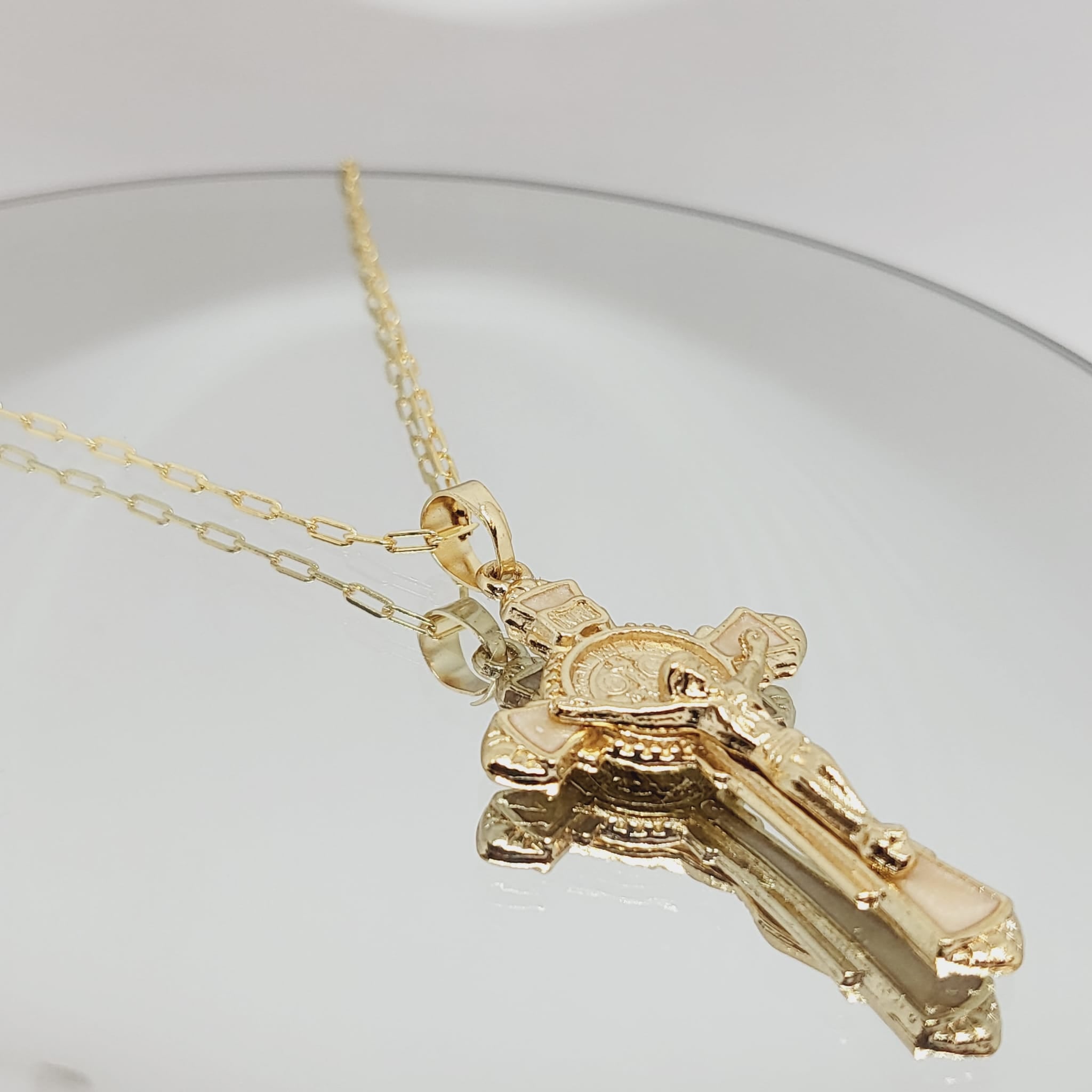 Saint Benedict Golden Necklace - Gold Bath