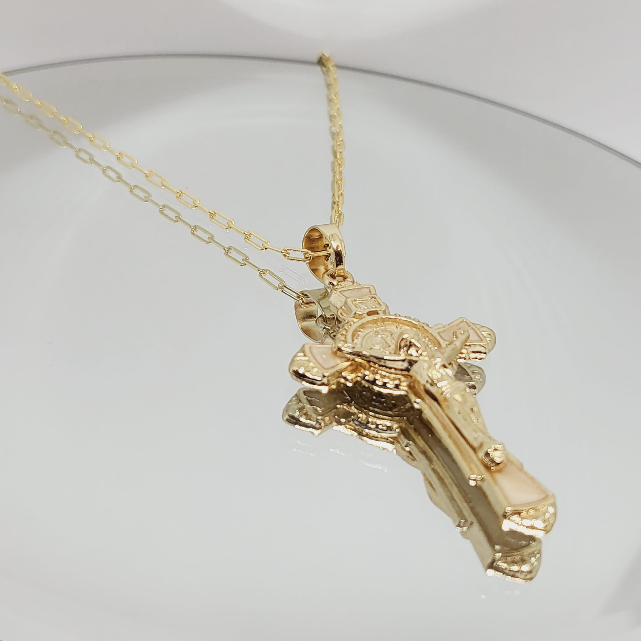 Saint Benedict Golden Necklace - Gold Bath